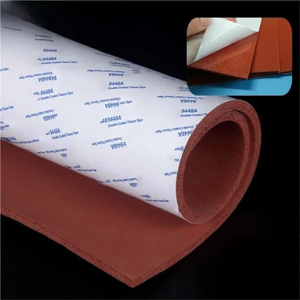 Lámina de esponja de silicona de celda cerrada de 100 mm, 500 mm y 150 mm, alfombrilla de espuma de goma de silicona roja autoadhesiva, 1 unidad(200x200x5mm)