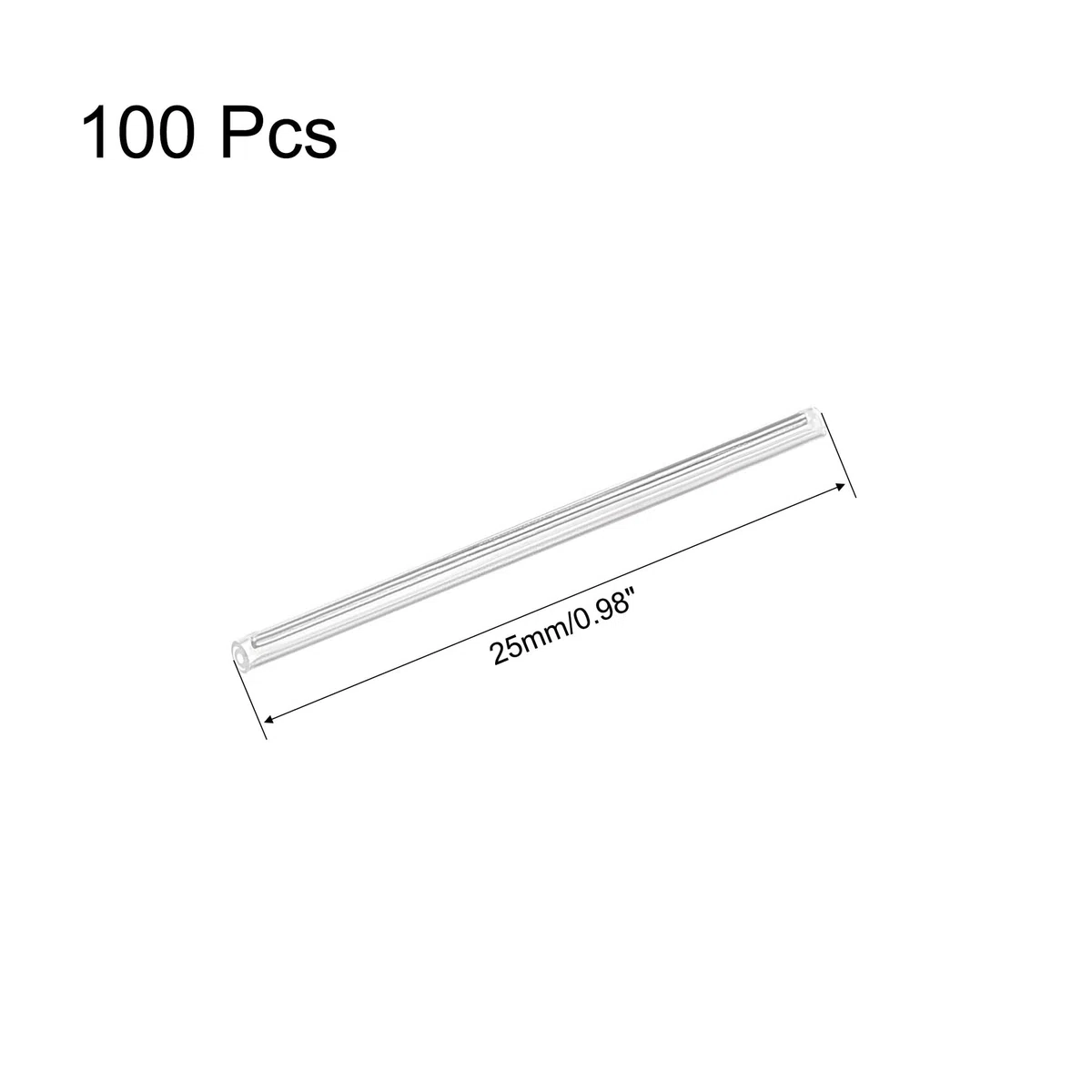 sourcing map 25mm 1,5mm OD Fibra Óptica Mangas, 2 Extremos Preencogido Fibra Óptica Fusión Empalme Tubo Protector Mangas, Transparente Calor Contraíble Tubería 100uds