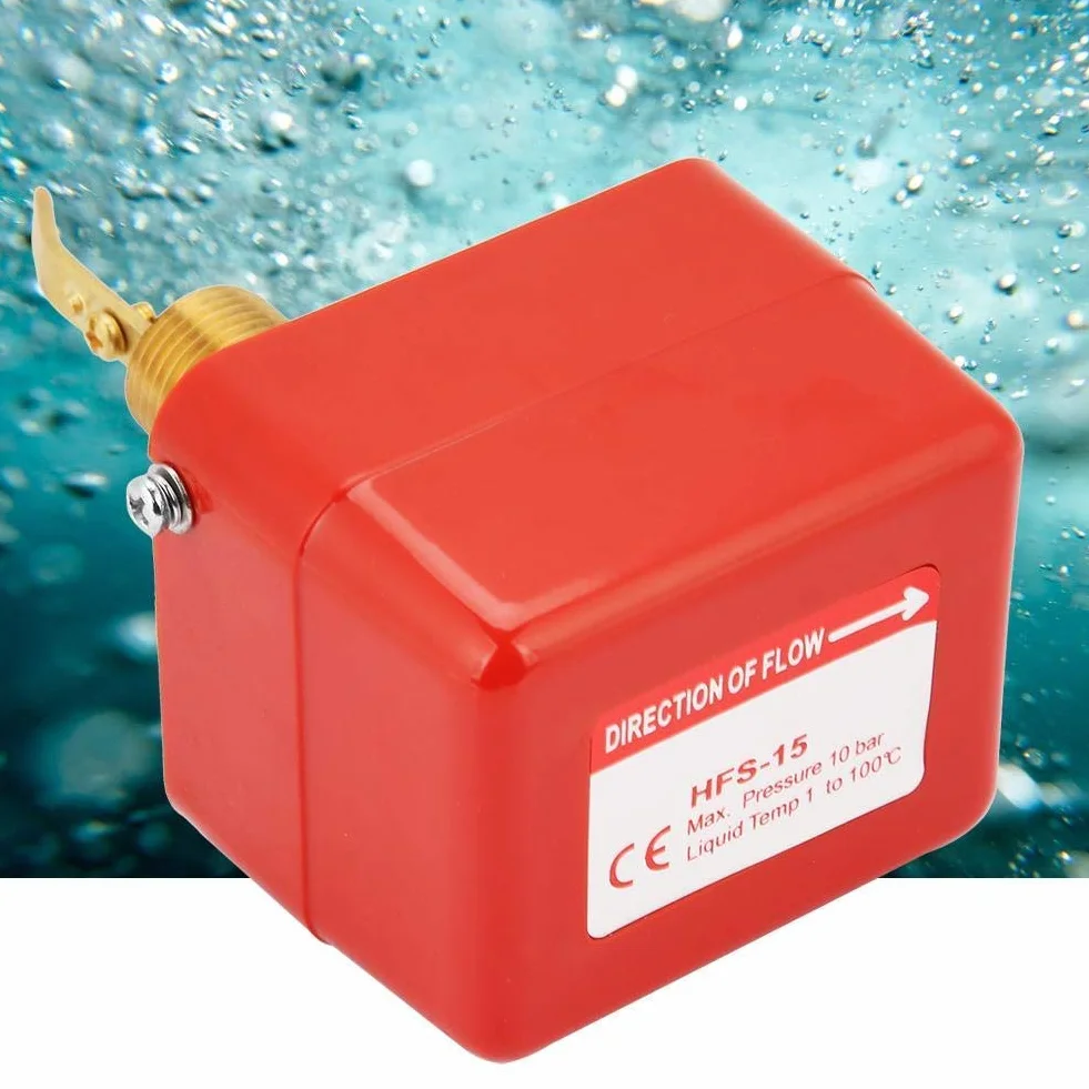 Interruptor de flujo de agua de 1/2", HFS-15 rosca ajustable doble tiro SPDT 220VAC 15A Control de flujo de agua 1.0Mpa