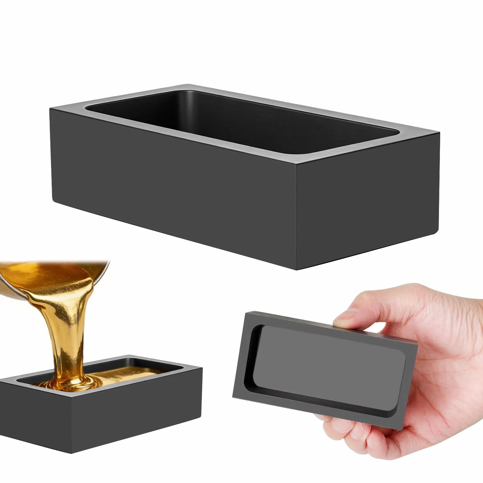 Coquilla de grafito de alta pureza Forma de barra de grafito Oro Plata Aluminio Cobre Latón Zinc-plomo Molde de fundición de metal Paquete de 1 kg