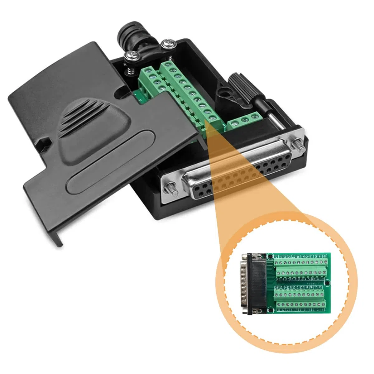 Placa de ruptura Macho DB44 DR44 D-Sub de 44 Pines sin Soldadura - Convertidor de Interfaz de Bloque de terminales
