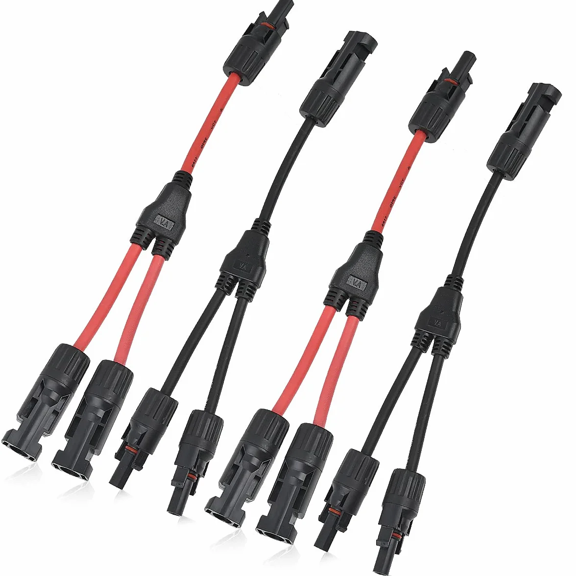 2 Pares Conector Solar Fotovoltaico Y-Conectores, 1Y2 para Paneles Solares (2Rosso +2Nero)
