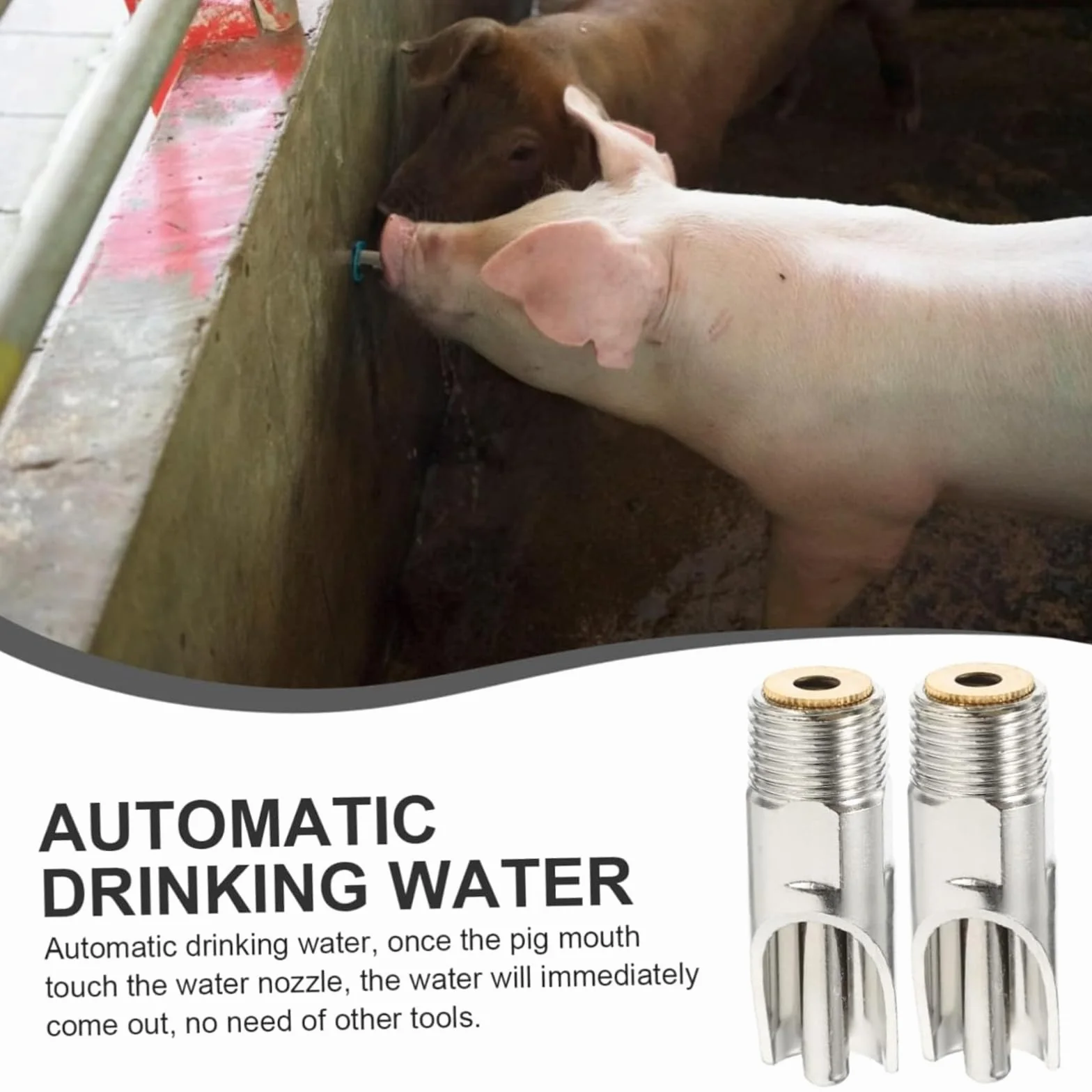 Bebedero Cerdos Automático, 5 Piezas Tetina de Cerdo Automático para Cerdos, Perros, Cochinillos, Bovinos, Acero Inoxidable