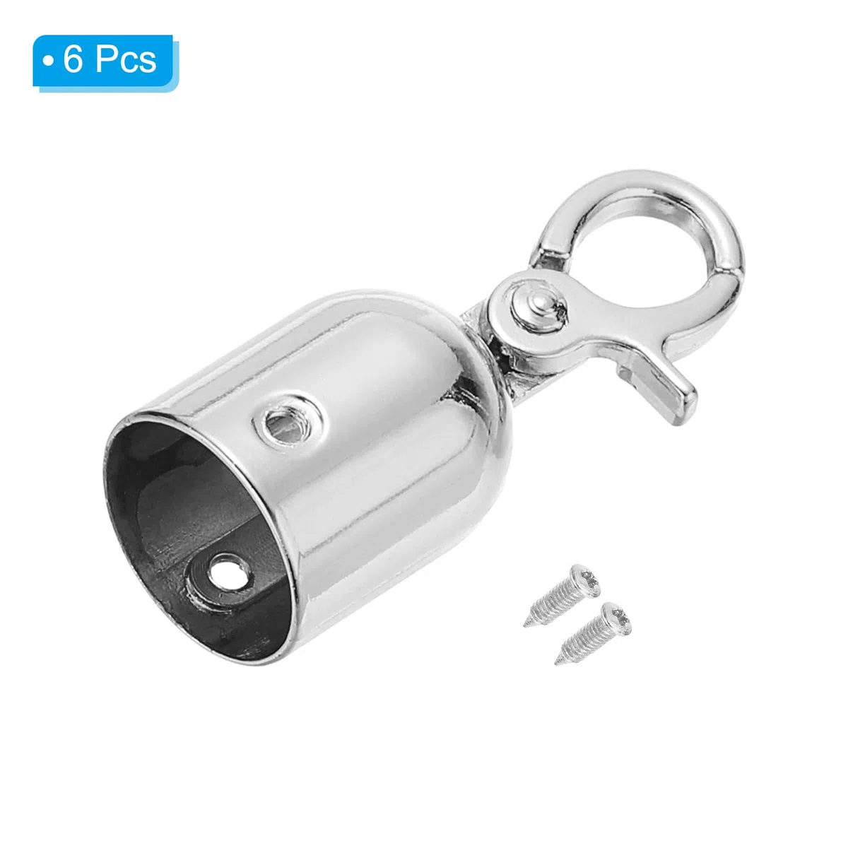 PATIKIL Tapón de Extremo para Cuerda de 0.8"x2", Pack de 6 Tapas de Extremo de Cordón con Ganchos de Presión para Control de Multitudes y Separación de Filas, Color Plata
