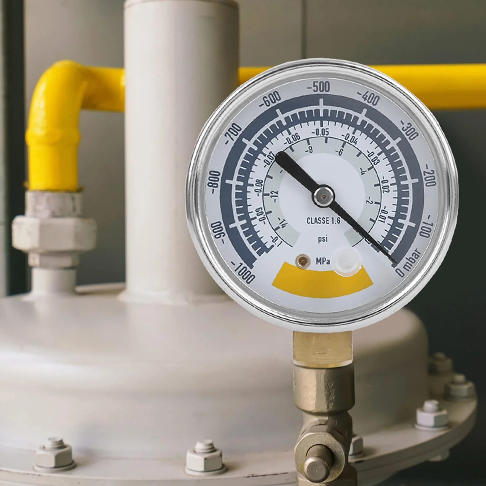 Ejoyous Manómetro Mecánico, Manómetro de Aire Preciso Instrumento para Bomba de Vacío 0-14 PSI NPT Conexión de 1/8 pulg. Manómetro Confiable para Medir la Presión del Aire para Bombas