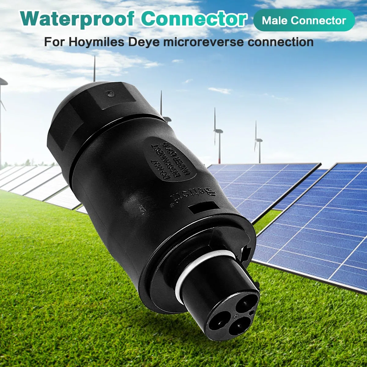 Jadeshay Conector Solar,Betteri BC01 Conector de Alimentación Macho IP68 Impermeable Conector de Cable 3 Pines para Microinversores Hoymiles Deye