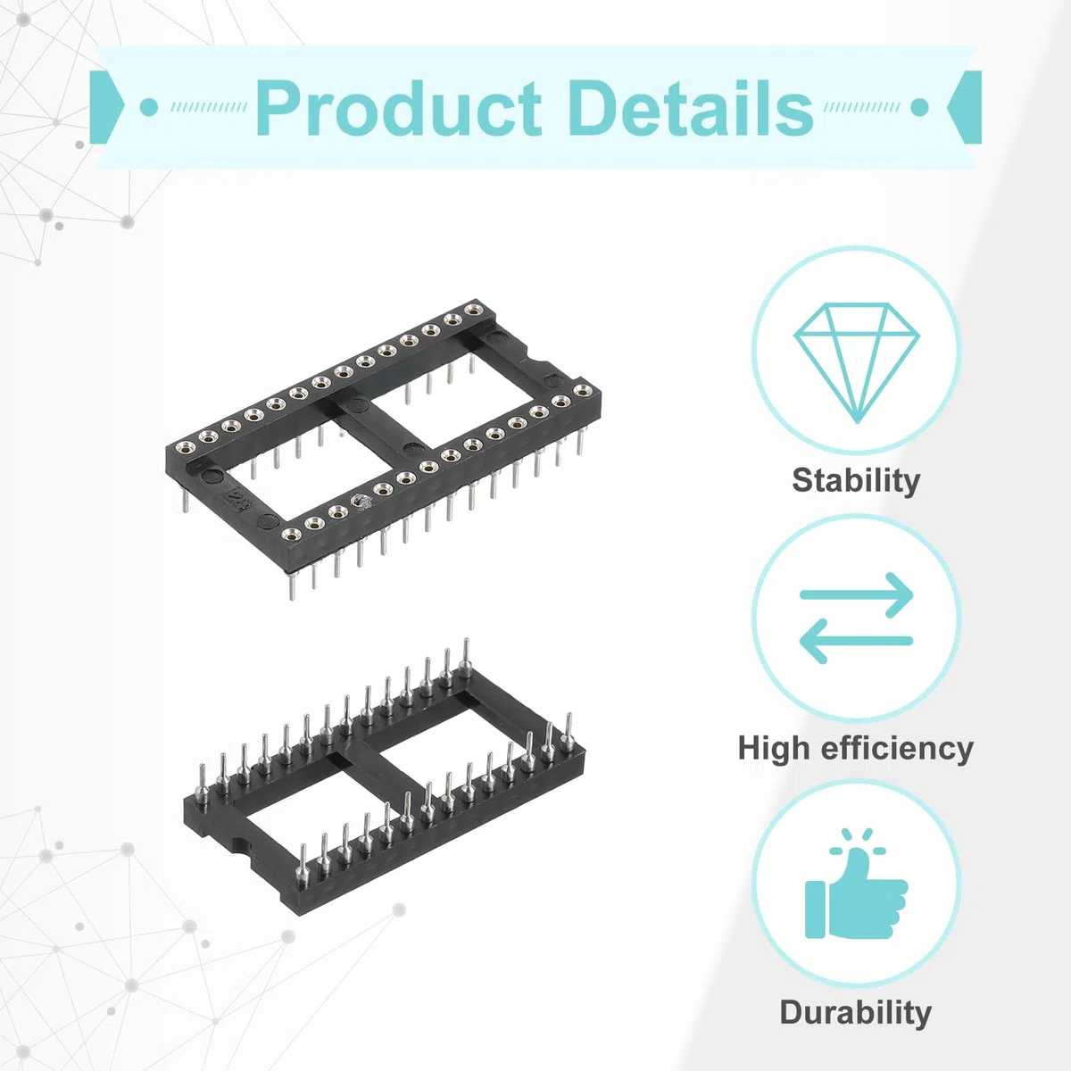 QUARKZMAN 17 Piezas Kit De Adaptadores De Zócalos Para Chips IC DIP Con Paso De 15.24mm Y 28 Pines Redondos Con Paso De 2.54mm/0.1" Para Proyectos De Protoboard Y Diseño De Placas PCB