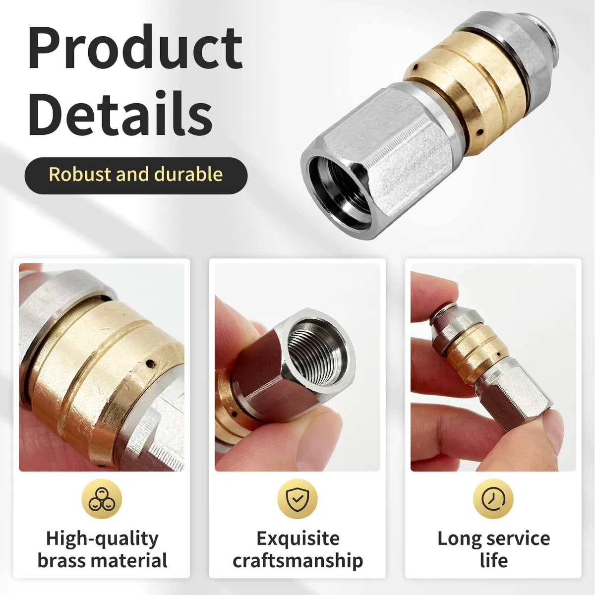 Boquilla de limpieza de tuberías de punta giratoria para Kärcher – Boquilla de limpieza de tuberías giratoria de acero inoxidable 1/8 IG para Kärcher Kränzle Nilfisk WAP | Accesorios de alta presión