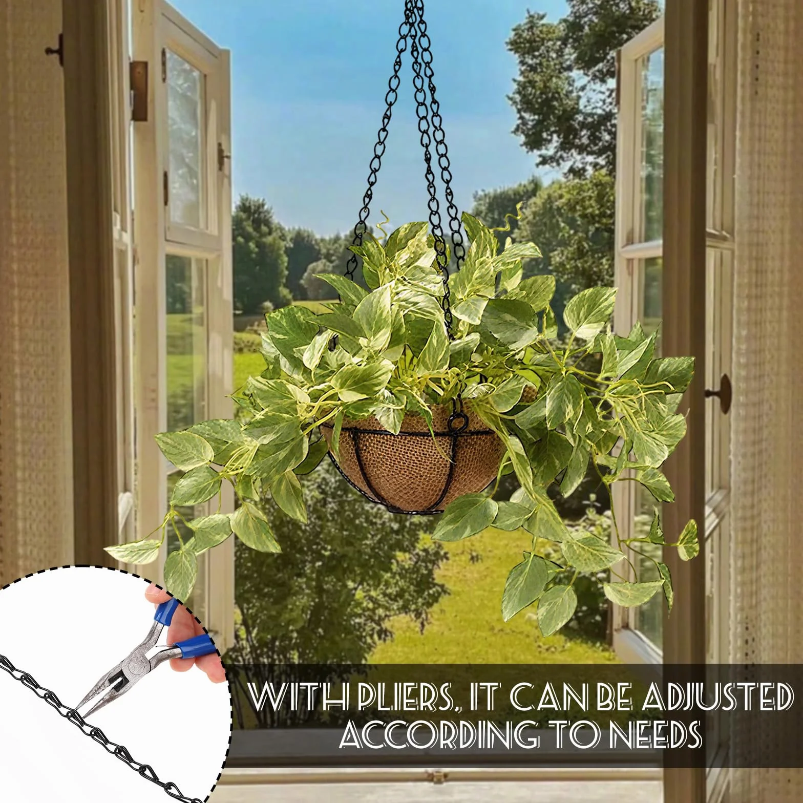 6 Piezas Hanging Basket Chains, Colgante Cadenas de Cestas 40 Cm, Cadena de Macetass con Plantas, Cadena para Colgar Macetas Negra, para Faroles, Pajareras, Publicitarios