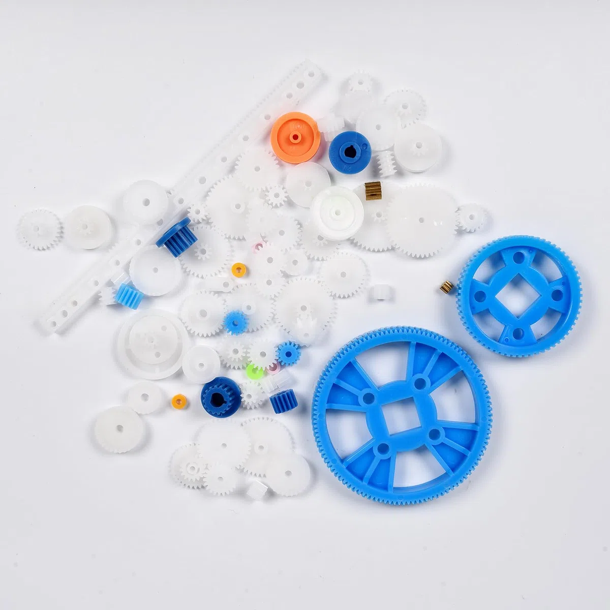 Juego de 80 engranajes de motor, polea de engranajes de plástico, mini kits de gusanos de correa, kits de gusano de correa de polea, juego de engranajes de corona, juguete de motor robot, piezas de