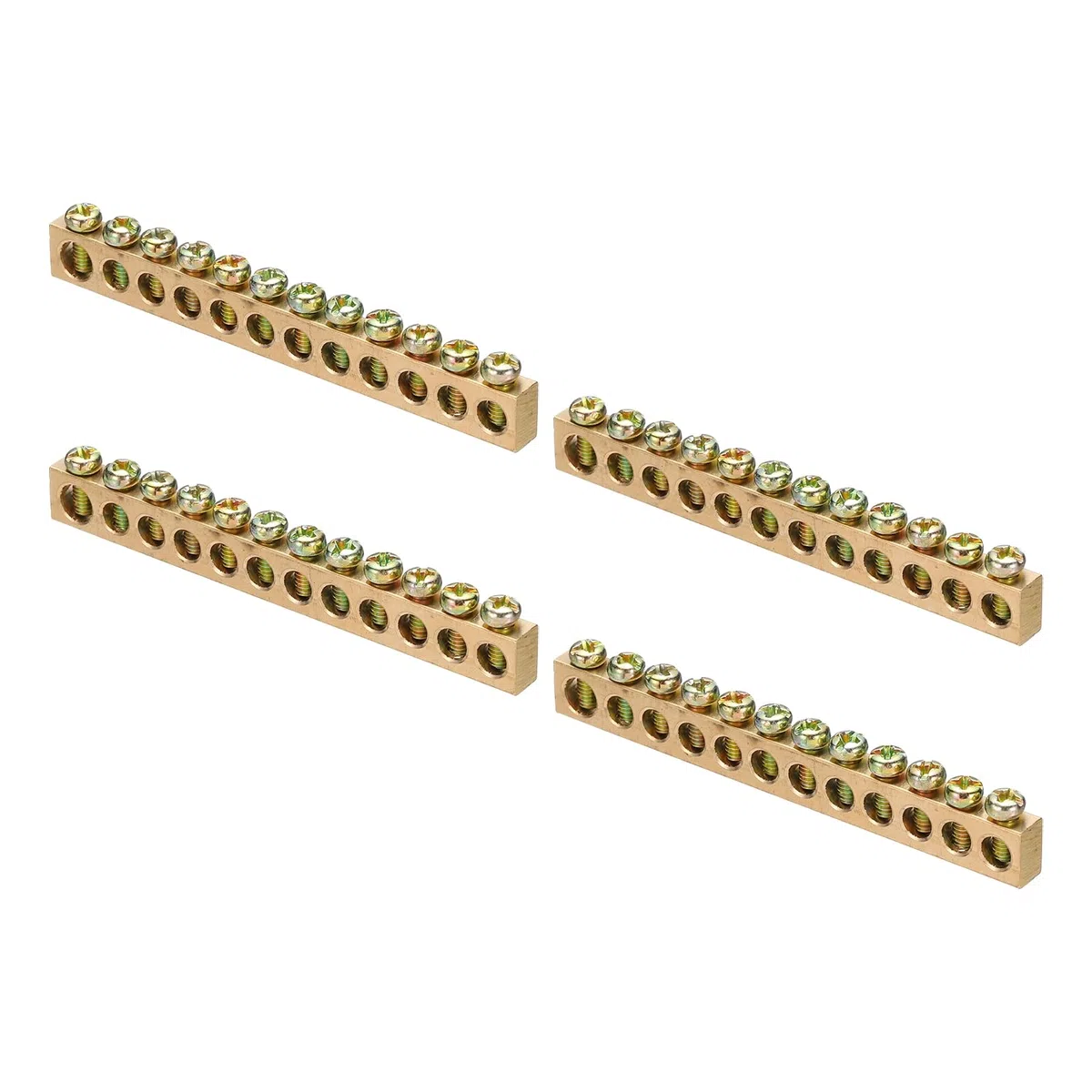 QUARKZMAN 4 Pcs Barra De Puesta A Tierra Terminal De Barra Colectora De Puesta A Tierra Latón 12 Posiciones Bloques De Puesta A Tierra Para Caja Eléctrica
