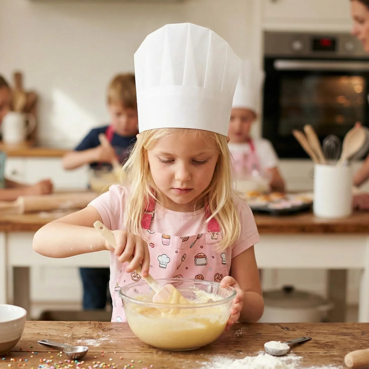 20 Piezas Gorros de Chef de Papel para Niños: Gorra de Cocina Desechable en Tela No Tejida - Sombrero para Hornear, Fiestas, Hogar, Cocina y Escuela