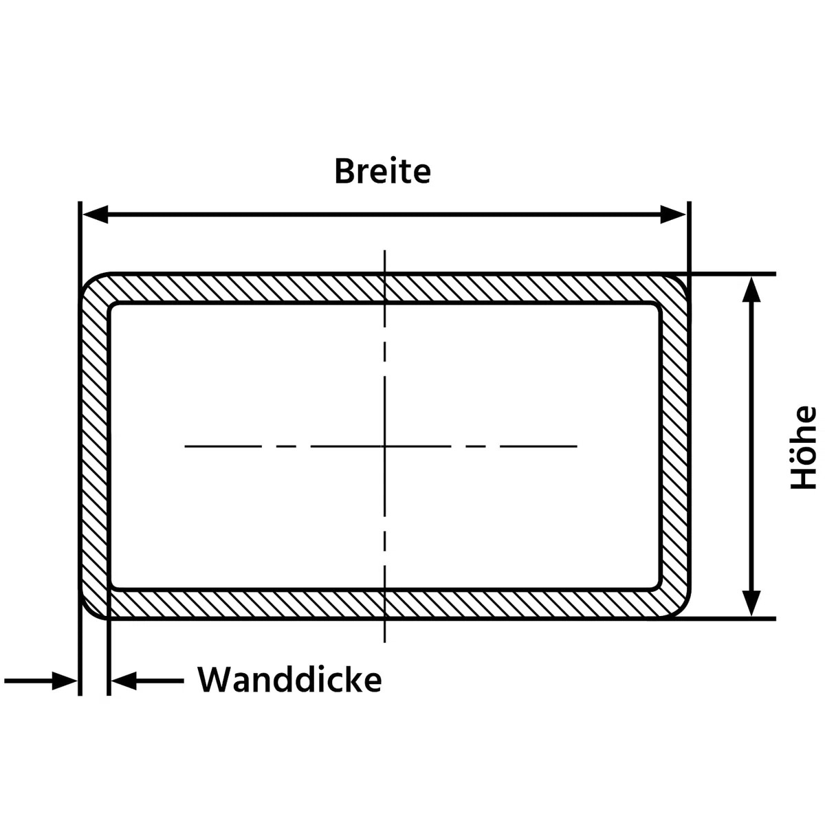 Tubo rectangular de acero inoxidable, perfil hueco V2A, pulido, 40 x 20 x 2 mm x 1000 mm + -5 mm