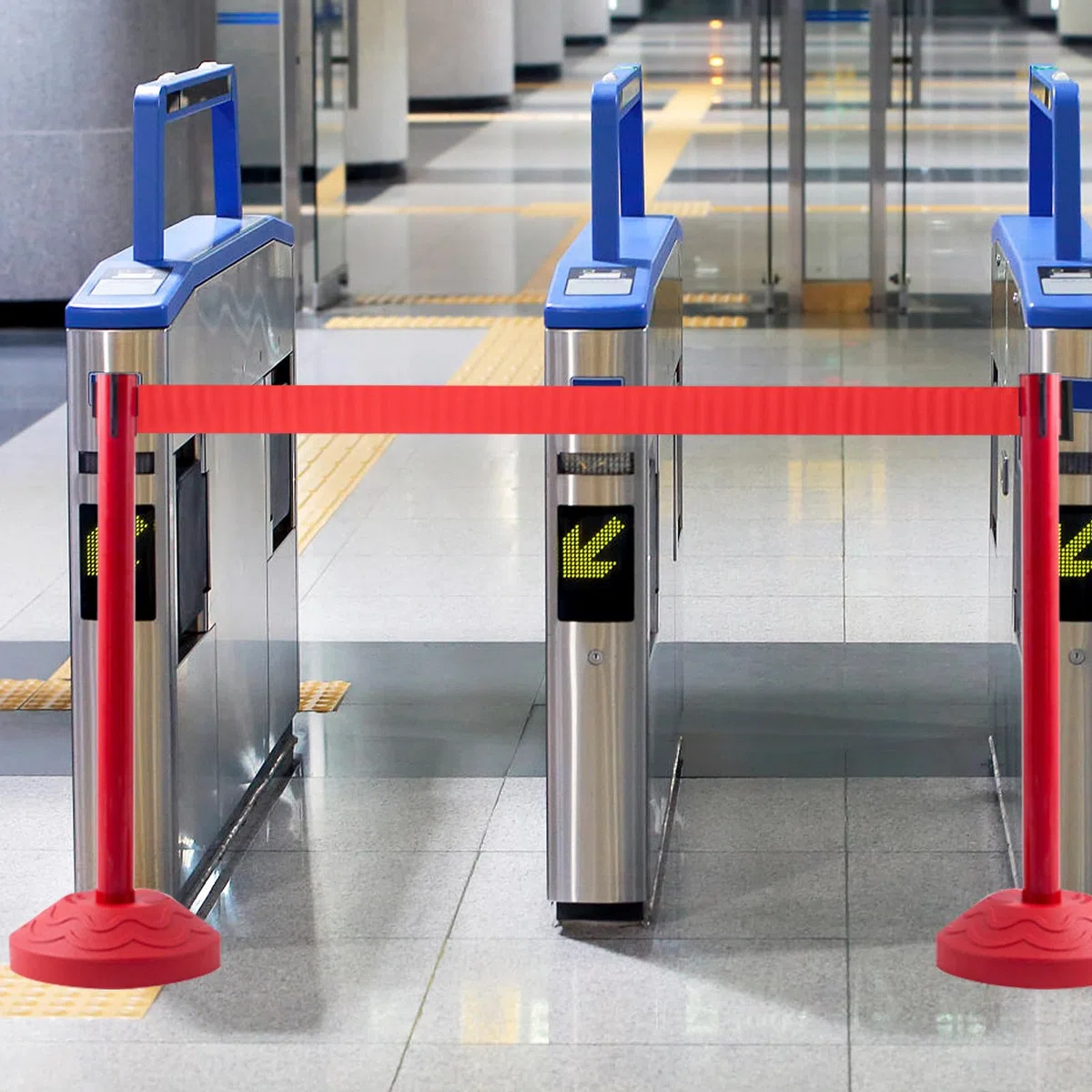Barrera de Seguridad Retráctil Cinturón de Barrera Retráctil de Pvc Rojo de 2 Metros, Equipo de Control de Multitudes para Delimitar Espacios en Hoteles, Bancos y Áreas Públicas