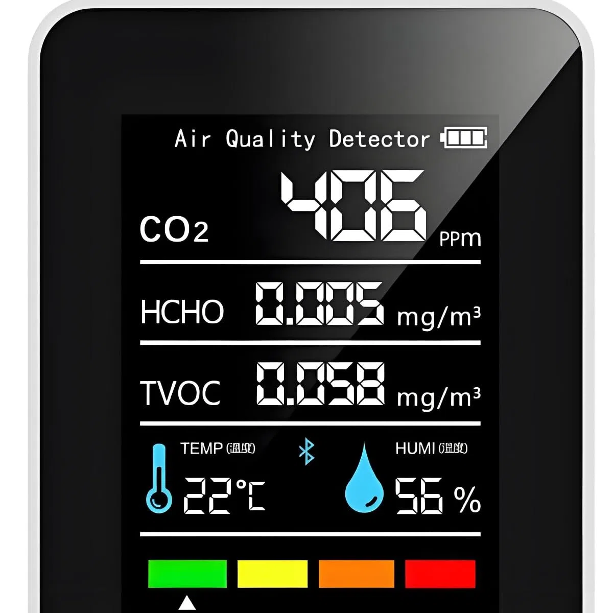 Monitor de calidad del aire interior 5 en 1, detector de formaldehído, CO2, TVOC, temperatura y humedad para el hogar, la cocina, la oficina y el coche.