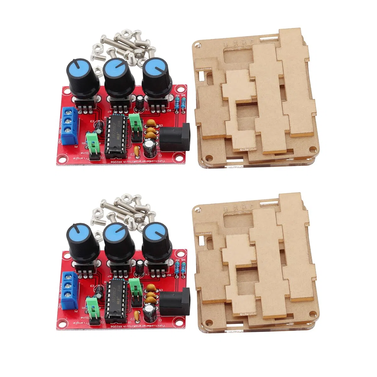 2 juegos de XR2206 Alta precisión Generador de señal de función kit de bricolaje 1HZ-1MHZ Amplitud de frecuencia ajustable Onda sinusoidal/onda triangular/onda cuadrada con instrucciones