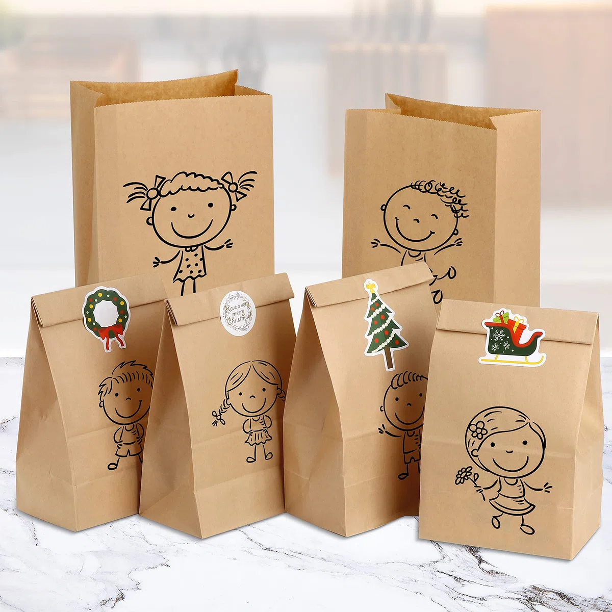 50 pzs Bolsas Papel Kraft,Sobres Kraft,Bolsa De Papel(20x12.5x30.5cm)