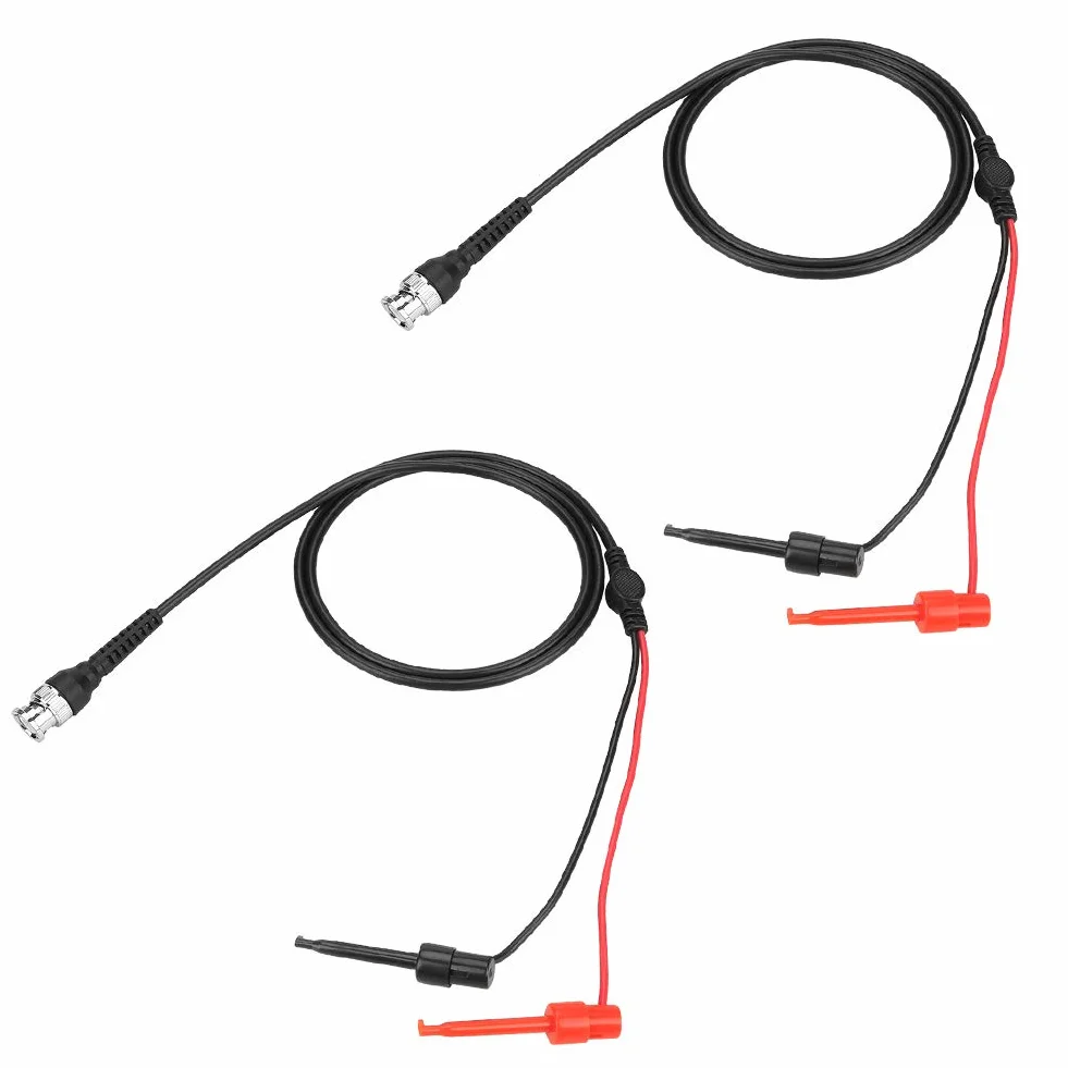Cable coaxial, 2Pcs BNC a Prueba Doble Gancho sonda Osciloscopio Cable de máquina Cable de Prueba Cables coaxiales utilizados para osciloscopio con Interfaz BNC