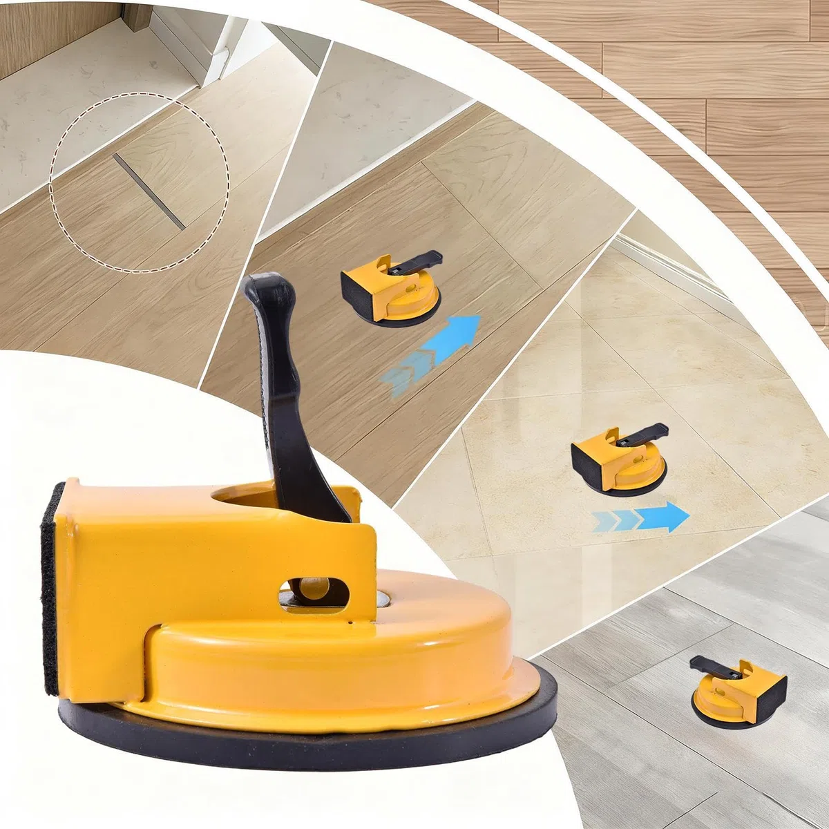 2025 Nuevo fijador de agarre ergonómico, herramienta de fijación de espacios de piso de alta resistencia, Ventosas mejorada, uso de reparación de pisos laminados y profesionales
