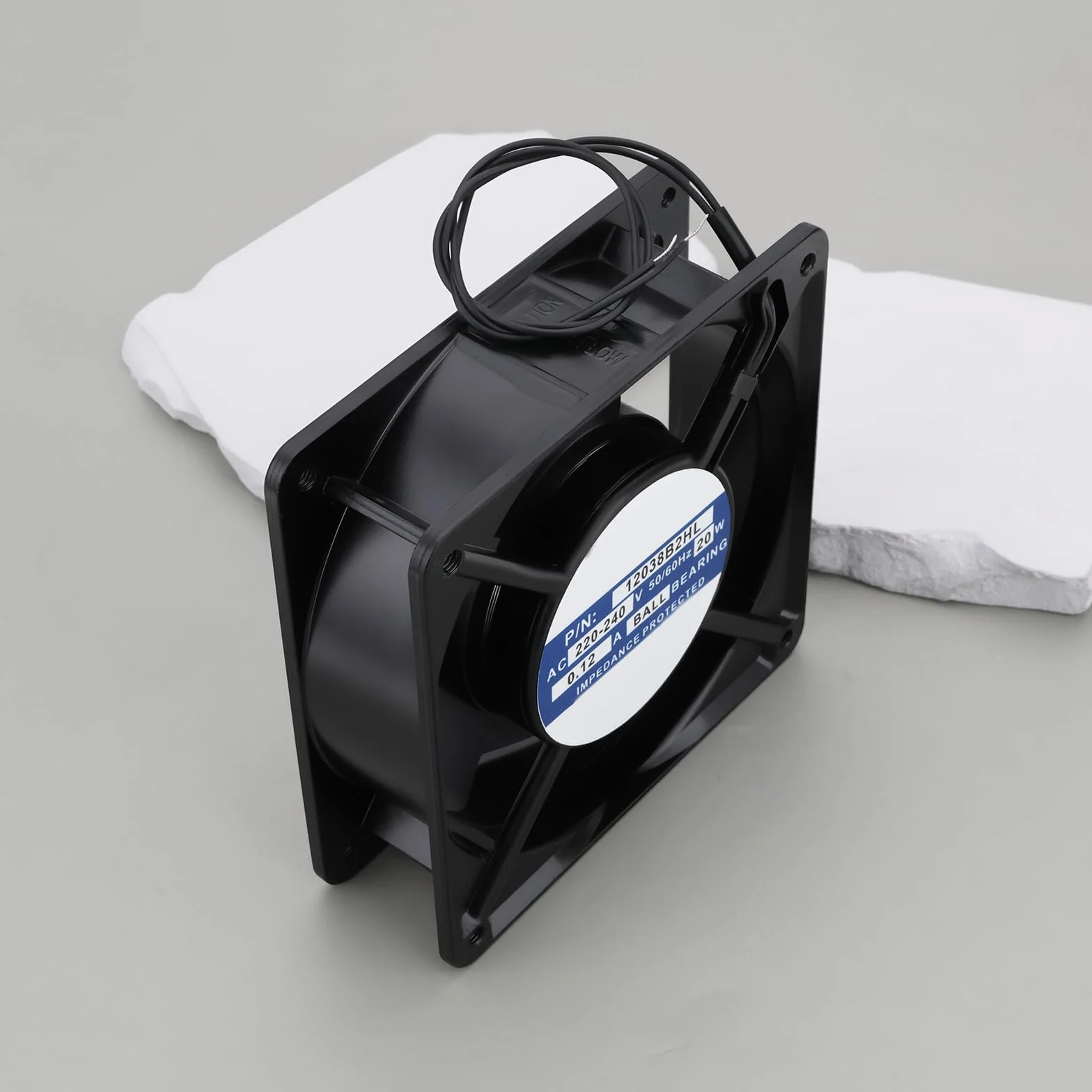 Ventilador Axial de Refrigeración de 2 Pines 220-240 V CA 0,12 A 20 W 12038B2HL. Adecuado para Armarios de Control Eléctrico Industrial