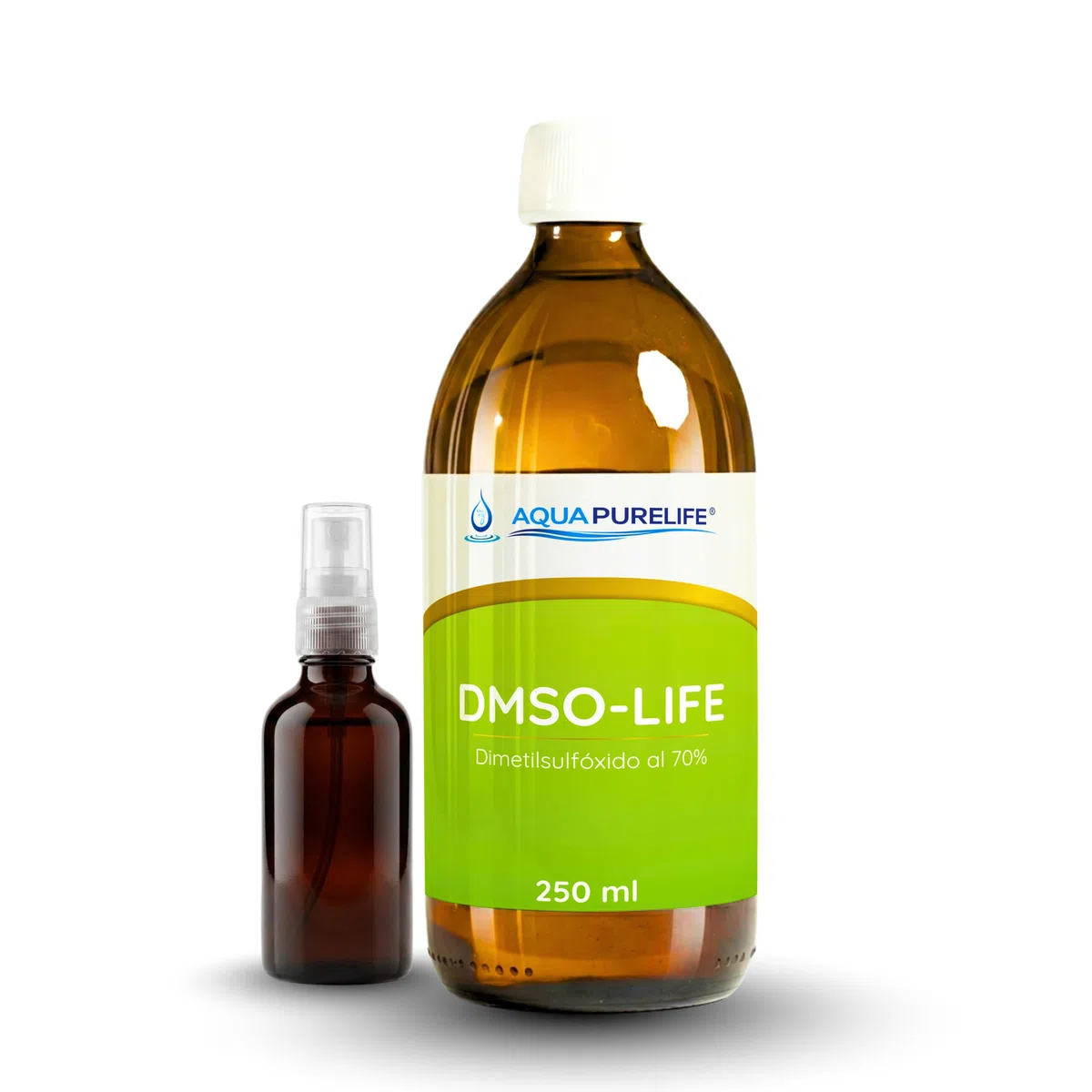DMSO 70% 250 ml - Dimetilsulfóxido Calidad Farmacéutica 99,9% Pureza - Disolvente Universal Certificado Farmacopea Europea Ph. EUR - Botella Cristal Ámbar con Spray Incluido