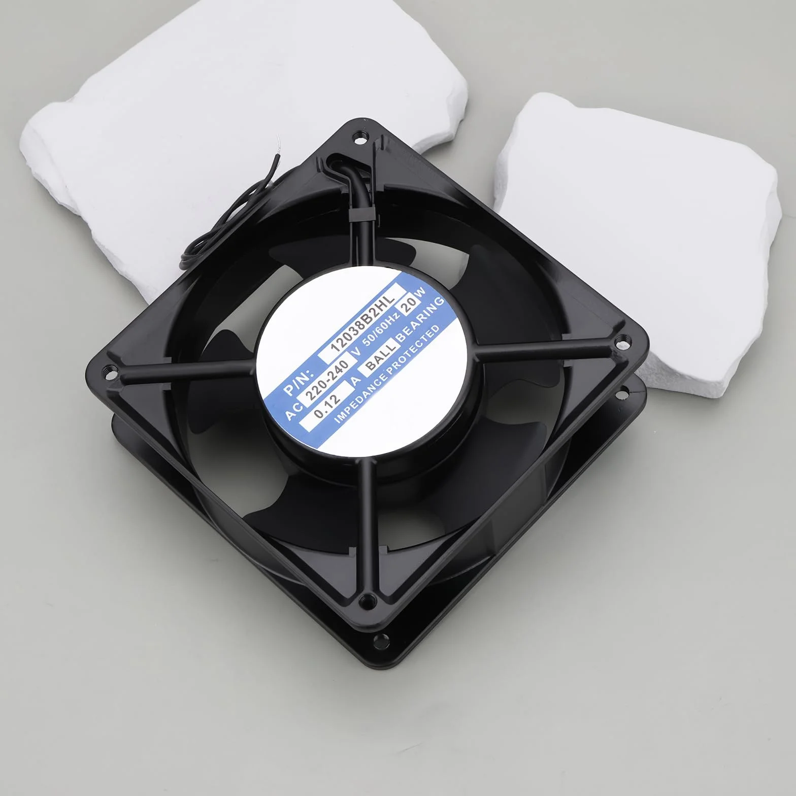 Ventilador Axial de Refrigeración de 2 Pines 220-240 V CA 0,12 A 20 W 12038B2HL. Adecuado para Armarios de Control Eléctrico Industrial