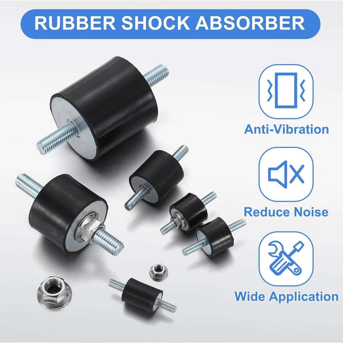 QUARKZMAN 4 Piezas De Soporte De Goma M6 X 18 Mm, 10 X 20 Mm Aislantes Antivibración Cilíndricos Con Pernos Dobles Y Tuercas Para Carretes De Coche Generadores Compresores De Aire