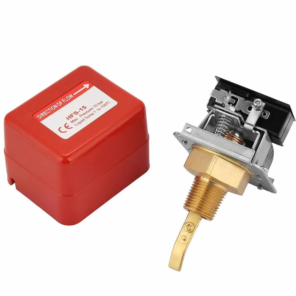 Interruptor de flujo de agua de 1/2", HFS-15 rosca ajustable doble tiro SPDT 220VAC 15A Control de flujo de agua 1.0Mpa
