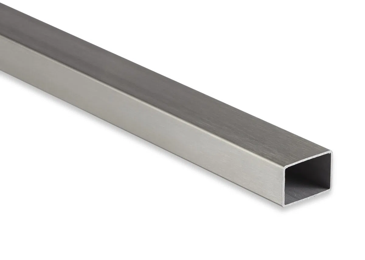 Tubo rectangular de acero inoxidable, perfil hueco V2A, pulido, 40 x 20 x 2 mm x 1000 mm + -5 mm