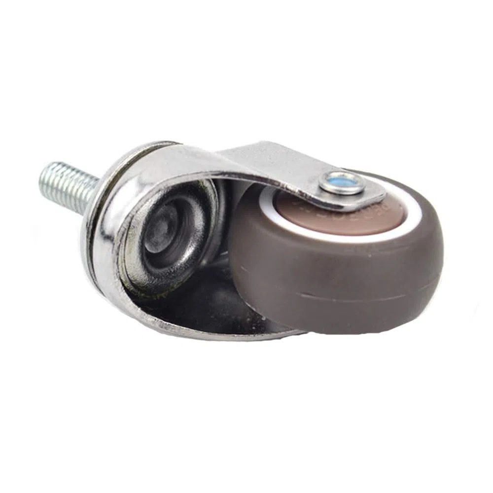 Norgail Ruedas giratorias pequeñas para carrito de la compra de 1 pulgada, goma suave, TPE, M6 x 15 mm, rosca métrica, mini rueda de vástago (2 con frenos), capacidad de carga de 24 libras/11 kg,