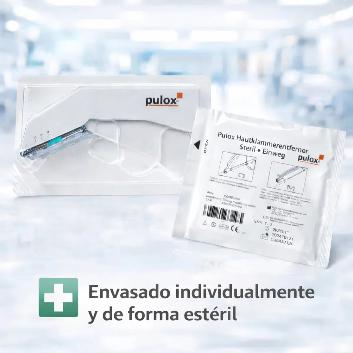 Pulox Grapadora cutánea desechable estéril con 35 grapas + Extractor de grapas (set médico)