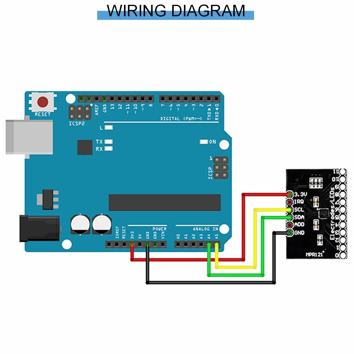 5 piezas MPR121 Breakout V12 Proximidad Módulo de sensor táctil capacitivo Teclado Sensor táctil Placa de desarrollo del teclado con conector de clavija Cable