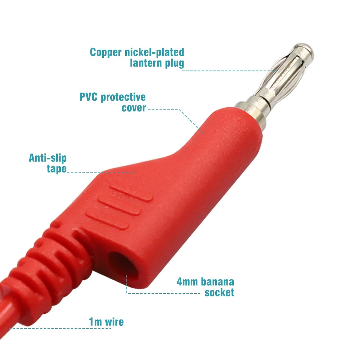 5 Cables de Prueba Para Multímetro de 4 mm, Cable con Conector Banana en 5 Colores, 10 Piezas de Pinzas de Cocodrilo Aisladas, Kit de Puntas de Prueba Para Medir Amperímetros de Cables