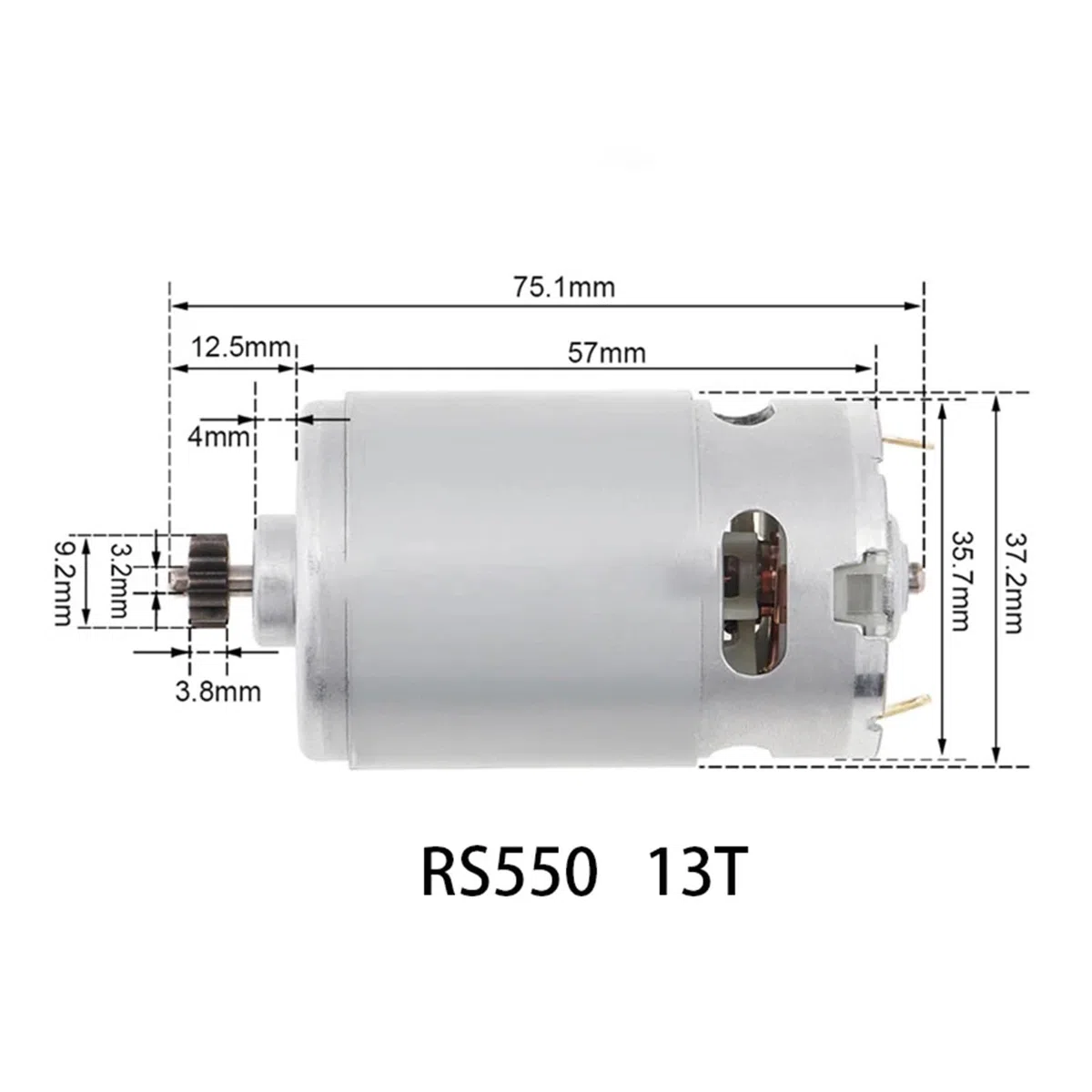 Motor RS-550 de 0/9/11/12/13 Dientes, CC, 10,8 V, 12 V, 14,4 V, 16,8 V, 18 V, 21 V y 25 V, Alta Velocidad y Gran par for Taladro eléctrico Manual y Herramienta de jardín.(9,14.4V)