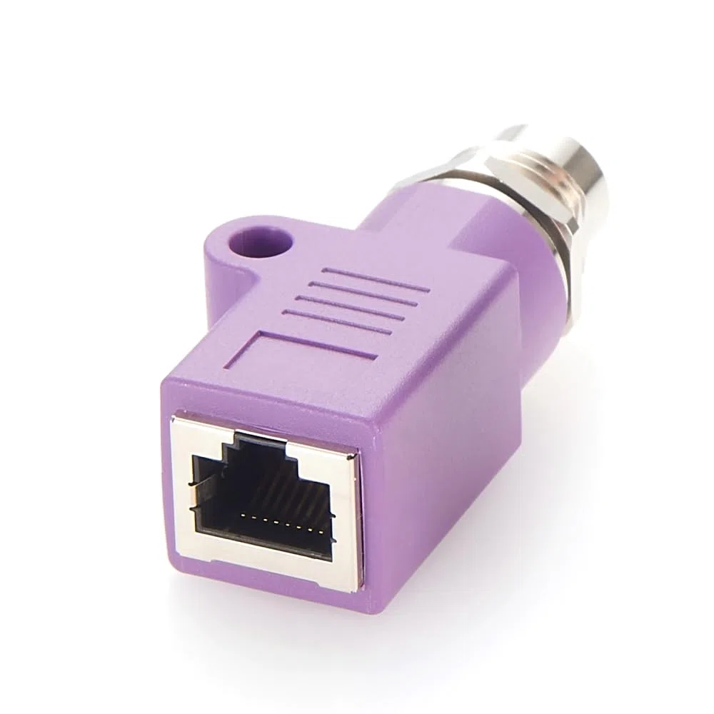 Conector M12 de 4 pines D a RJ45 hembra Profinet M12 a RJ45 para montaje en panel, adaptador de mamparo impermeable, conector circular industrial para automatización industrial (M12 hembra a RJ45