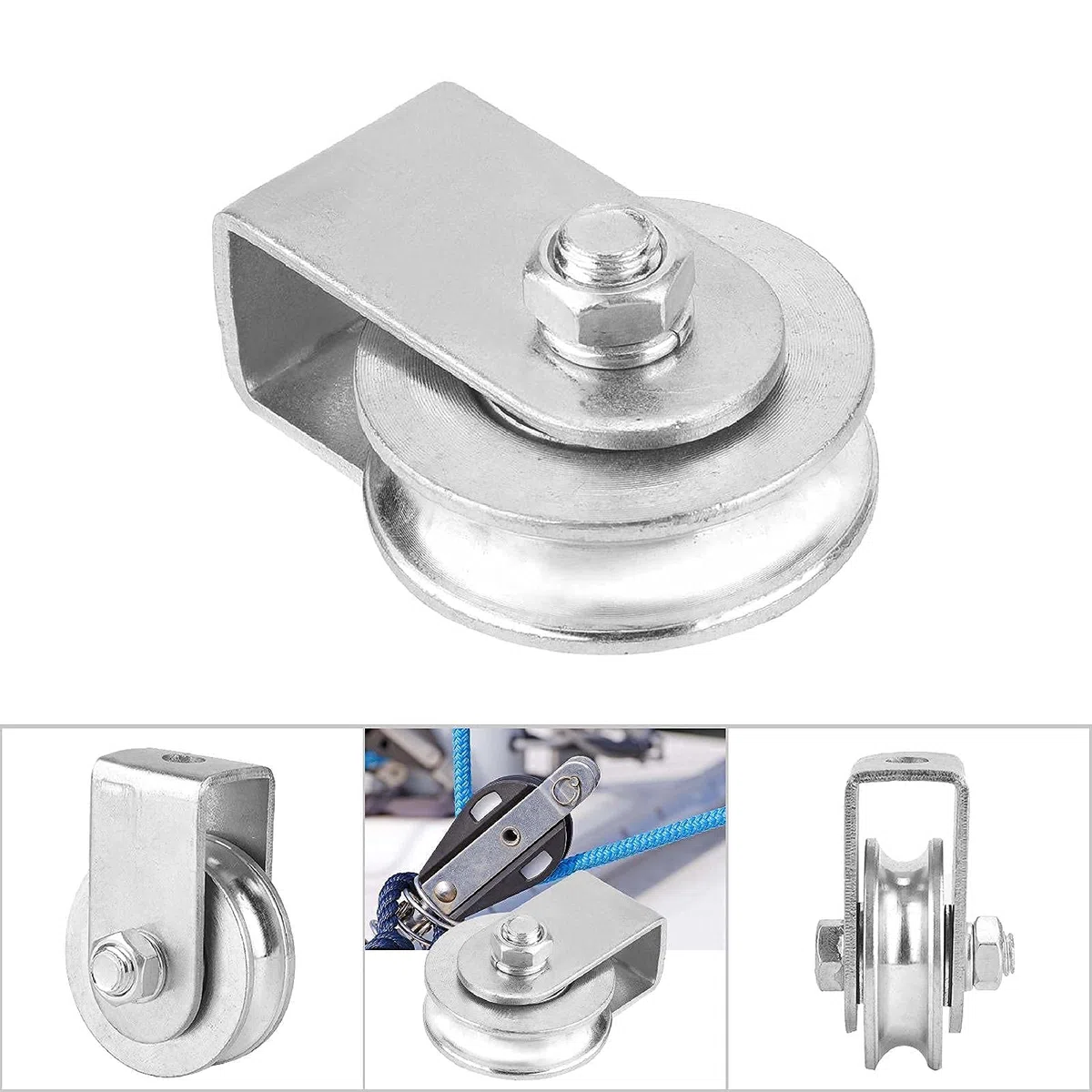 Tyenaza Poleas de Carga, Polea para Cable de Acero, Rodamiento para Cable de Acero U, 0.3 Toneladas de Carga Polea Simple, Rueda de Elevación para Cable, para Cuerdas Uso Interior y Exterior