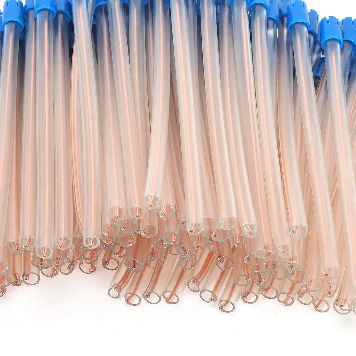 100 Pajitas Desechables para Eyector de Saliva, Puntas de Succión sin Látex, Tubo Transparente Flexible con Puntas Azules, Accesorios para el Cuidado Bucal