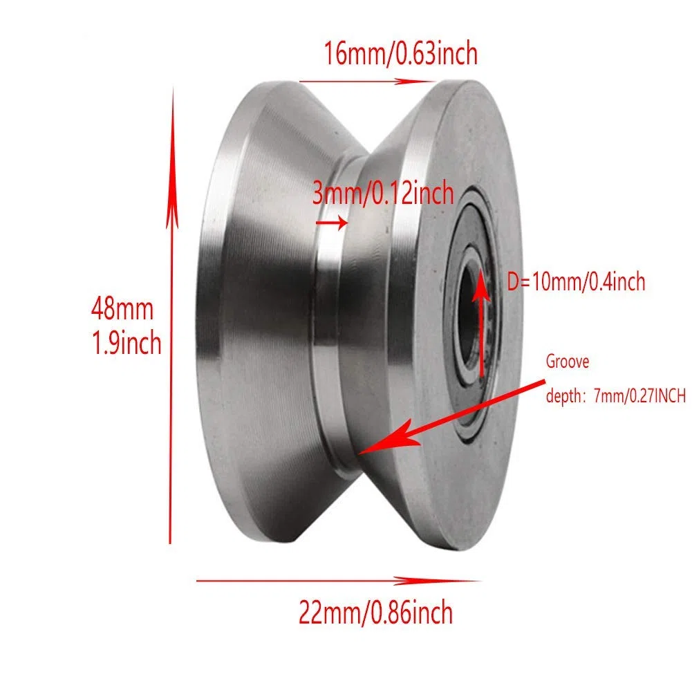 Heavy Duty 2" 304 Rodamiento de rueda de acero inoxidable para puerta corredera con guía de ranura en V, rueda rígida para elevación de puerta corredera (ranura V 2")