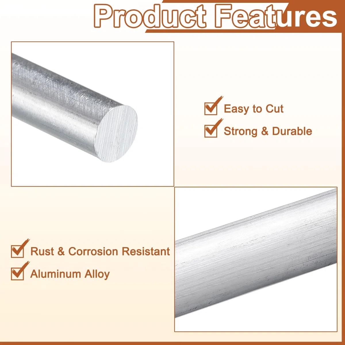 QUARKZMAN 2 Piezas Varilla Redonda Aluminio 5/16"(8mm) Diámetro, 16"(406mm) Largo, Varilla Redonda Aluminio 6063 Sólida Para Stock Torno Para Construcción Industrial Manualidades DIY