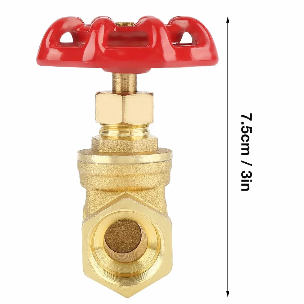Válvula de Compuerta de Latón DN15, Válvula de Compuerta Giratoria BSPP G1/2, 232PSI para Agua, Aceite, Gas