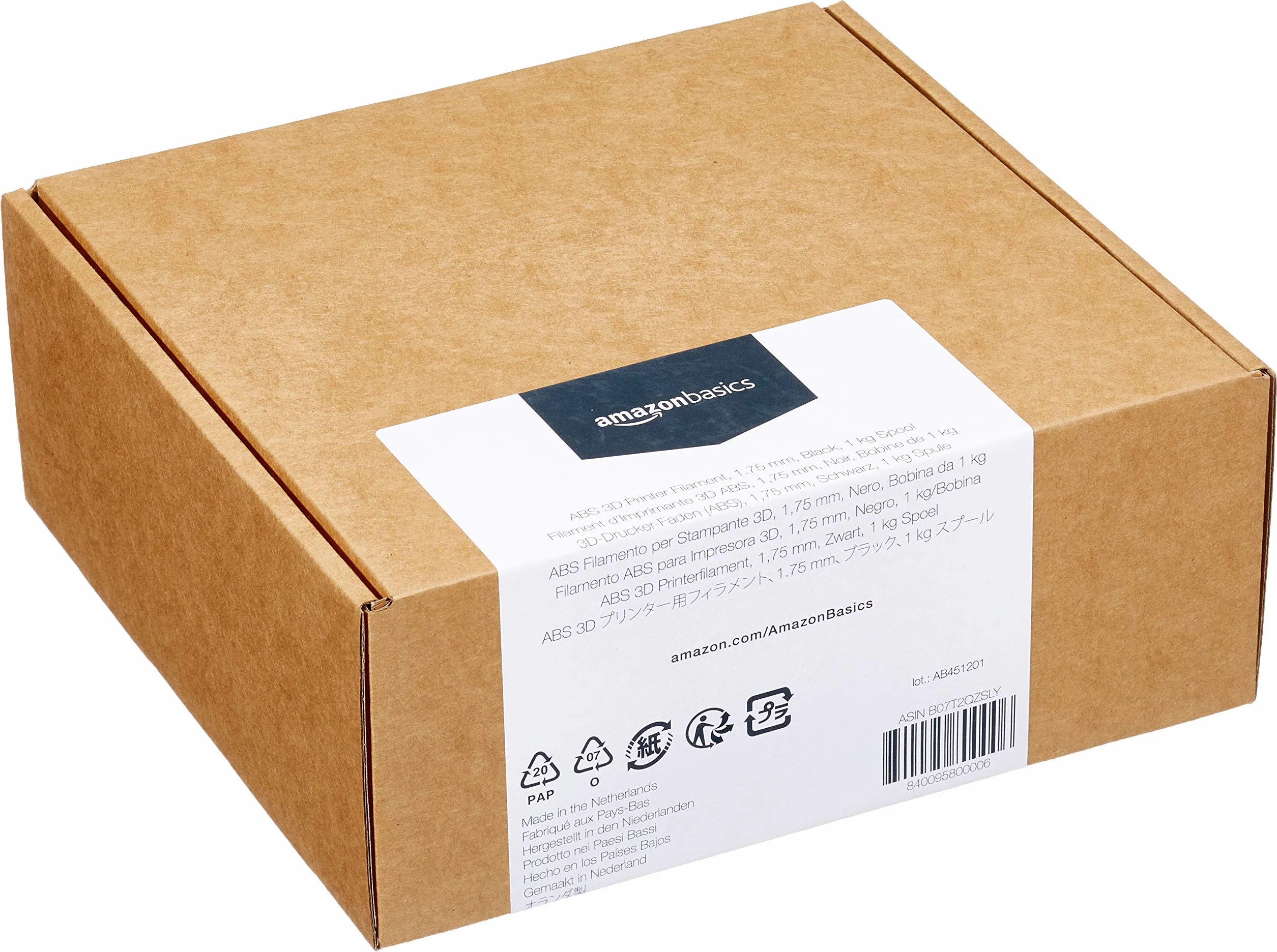 Amazon Basics Filamento para impresora 3D, plástico ABS, cinta de 1 kg, 1.75 mm, negro
