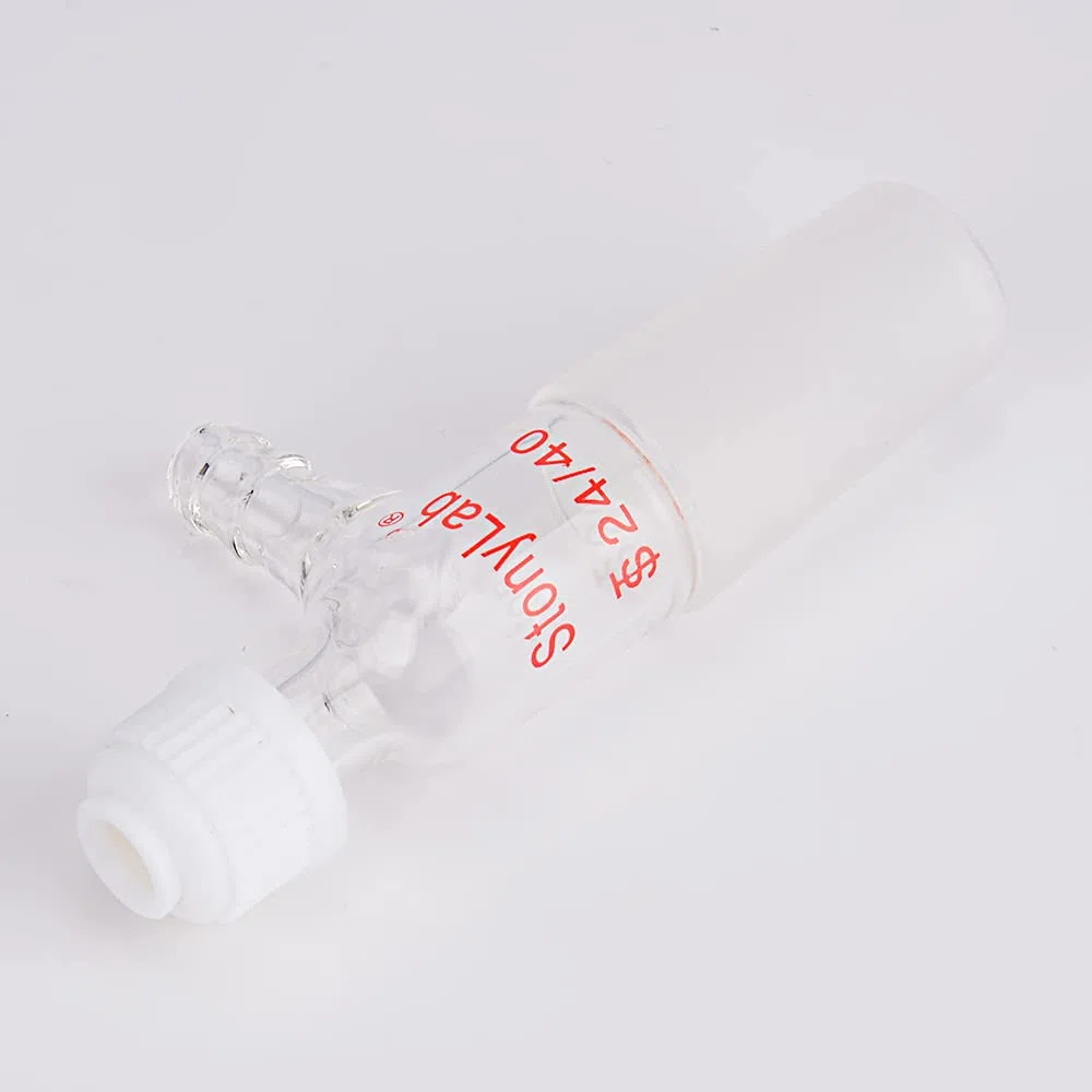 stonylab Adaptador de Vidrio, Junta 24/40 Inlet Adaptador de Termómetro con Dentado Lateral Conexión de Manguera y Tapa de Compresión Cristalería de Laboratorio