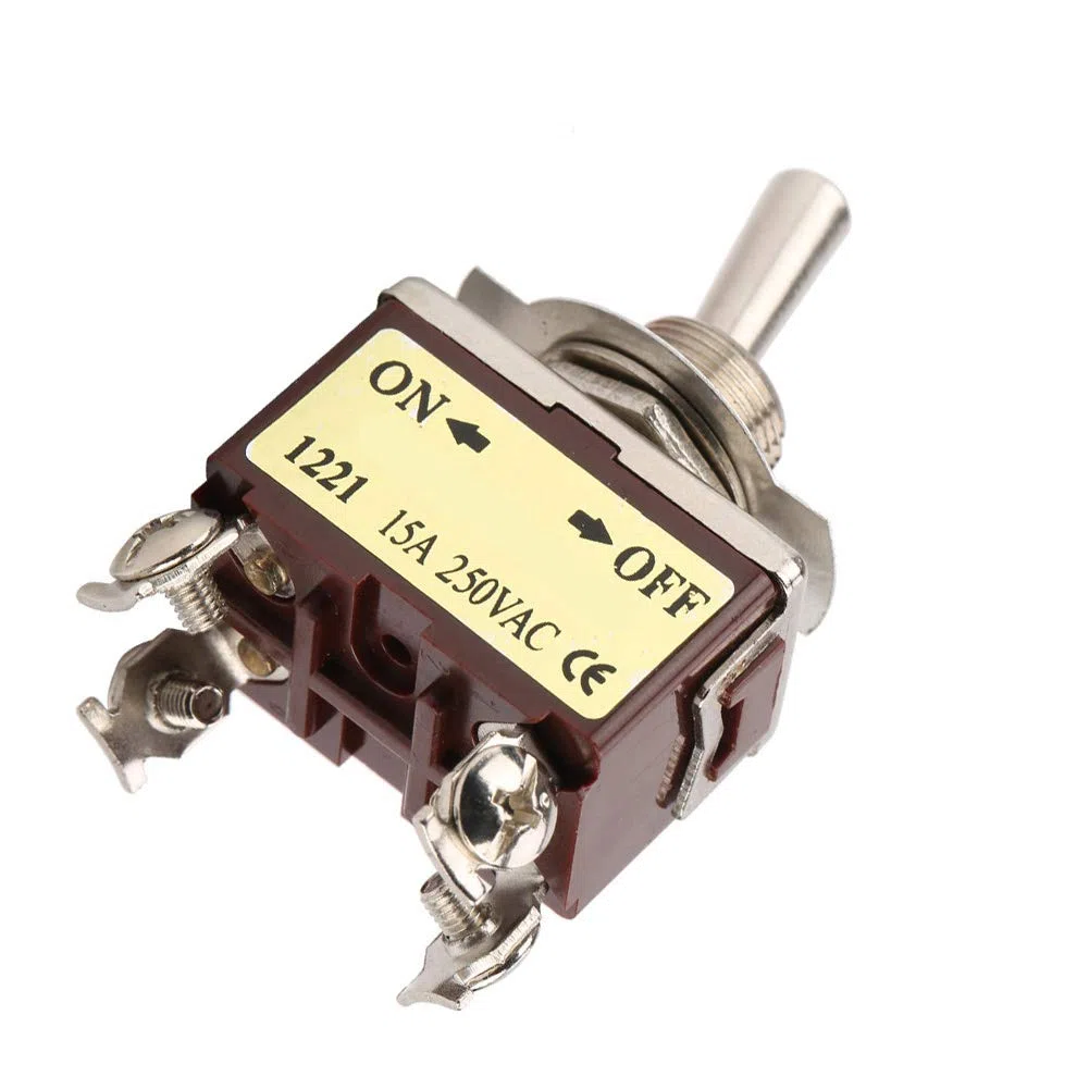 Tbest Interrupteur 230V On 5Pcs On Off Interruptor de Palanca de 2 Posiciones 4 Pines 12Mm Montaje 15A 250Vac
