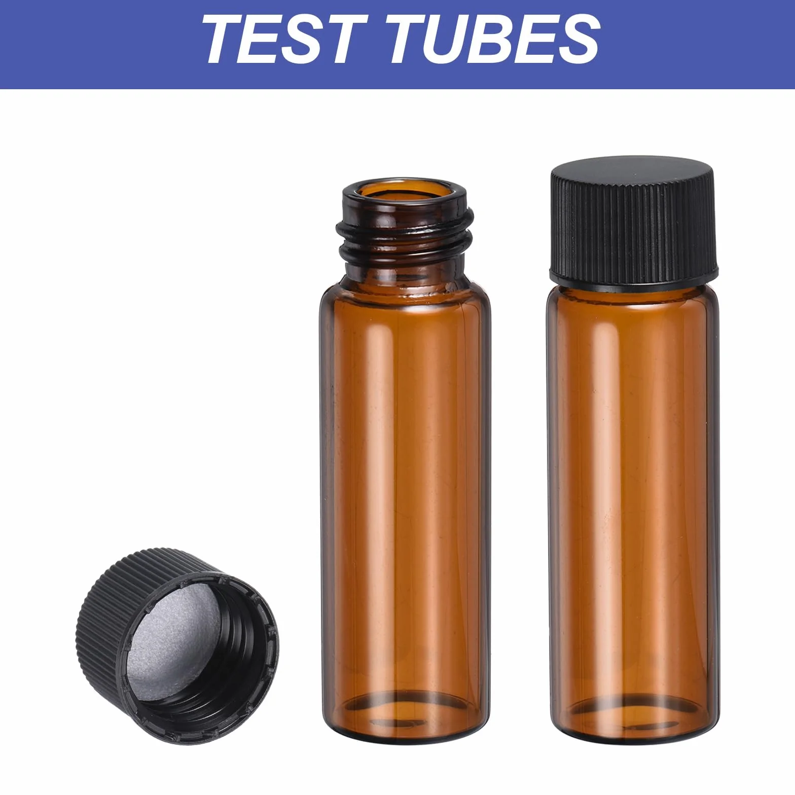 PATIKIL Frasco de Vidrio Ámbar 15 ml, Paquete 12 Frascos Muestra con Tapa Rosca, Etiqueta, a Prueba de Fugas