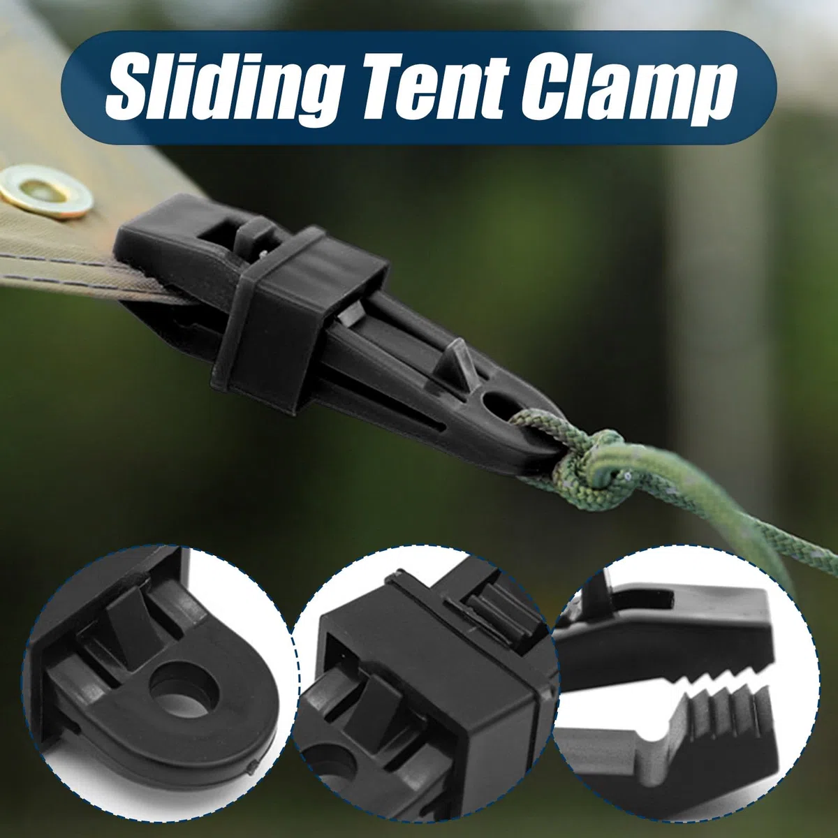 HOOPOE Clip para Toldos y Lonas,20 Piezas Ajustable Pinzas para Toldos y Lonas,Multifuncional Tarp Clips de Tienda de Plastico Negro con Fuerte Mango de Bloqueo para Carpas