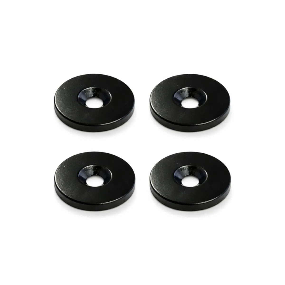 Disco de Imán de Neodimio Ø15x3,5/7,5×5 mm con Agujero (Recubrimiento de Epoxi Negro) | Paquete de 20 Unidades