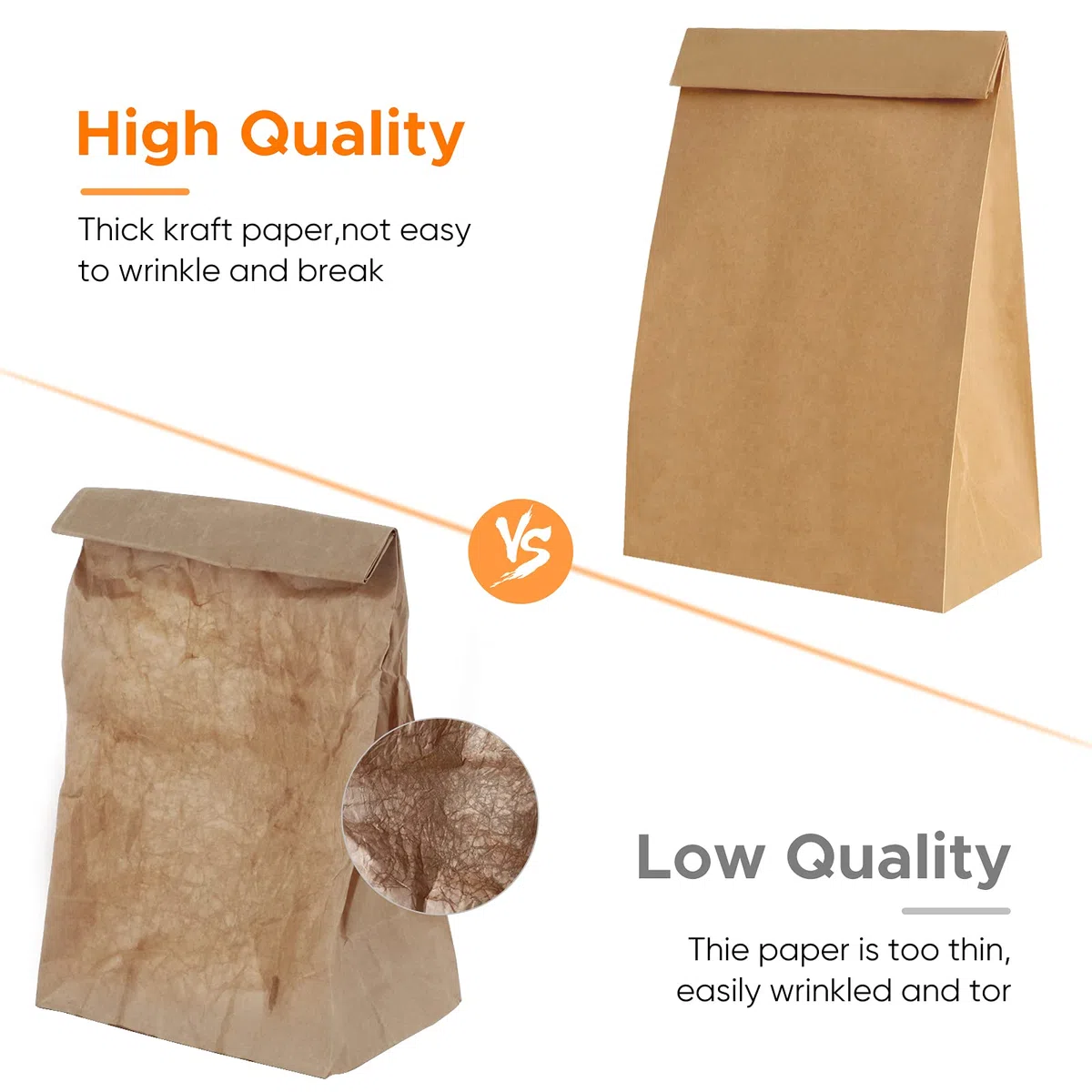 50 pzs Bolsas Papel Kraft,Sobres Kraft,Bolsa De Papel(20x12.5x30.5cm)
