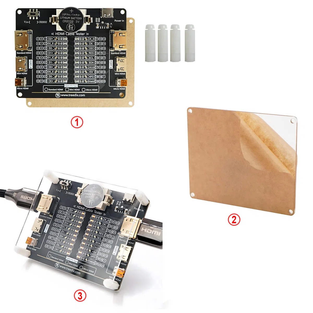 Treedix Comprobador de Cables HDMI Estándar, Micro y Mini - Herramienta de Diagnóstico para Comprobar Rápidamente el Estado y Continuidad del Cable