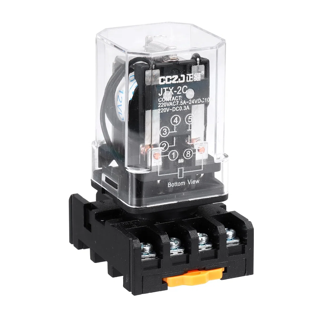 QUARKZMAN Relé De Potencia Electromagnético DPDT, Bobina DC 12V 10A 8 Pines MK2P-I Relé Pequeño Con Base De Enchufe Terminal 2NO 2NC JTX-2C