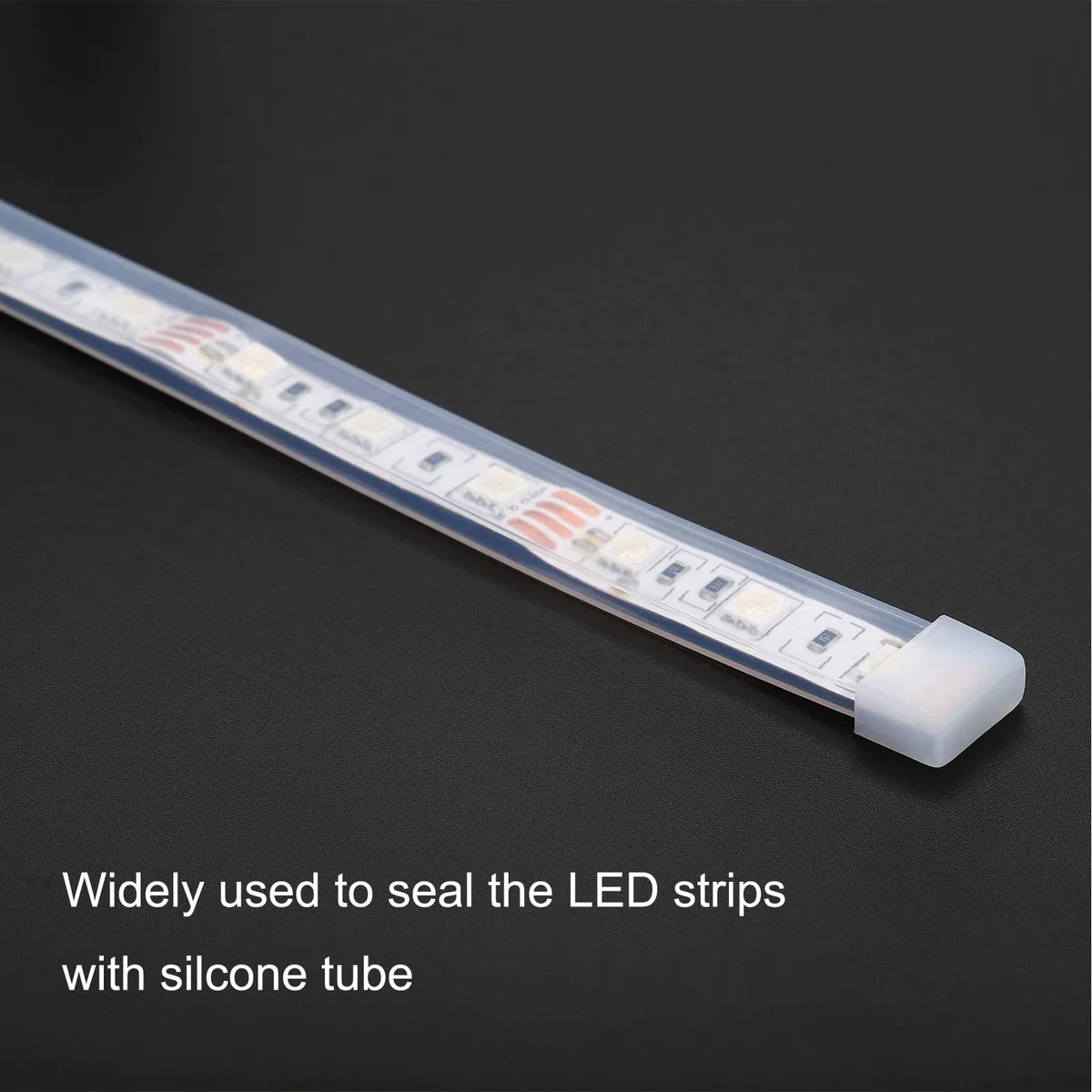 PATIKIL Silicona Extremo Tapa Tapón Cubierta, 120 Paquete IP67 Impermeable Ajuste 3528/2835/3014 8mm Ancho LED Tubo Tira, Transparente
